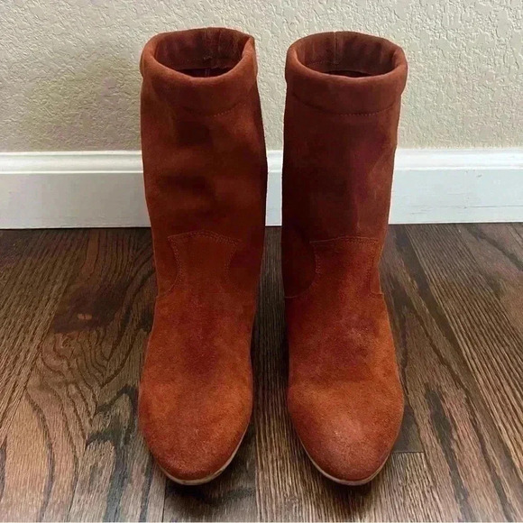 Free People Ashville Slouchy Suede Leather Ankle Boots Size 36, US 6 Rust 935296 - Picture 6 of 16